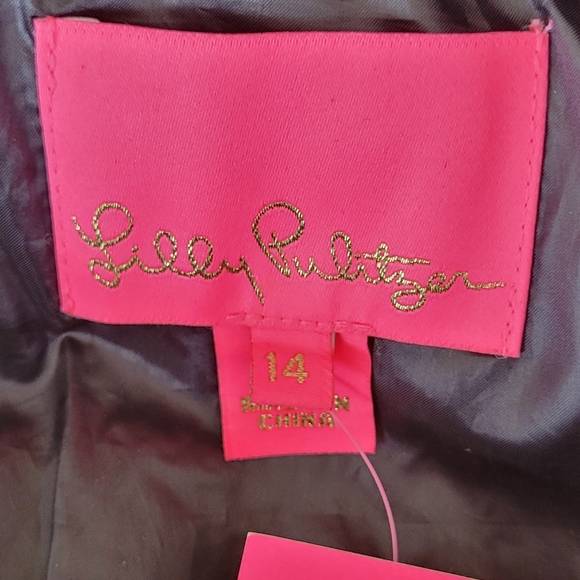 NWT Lilly Pulitzer Darcia Puffer Jacket Fitted Full Zipper Black Onyx Size 14 - Picture 11 of 14